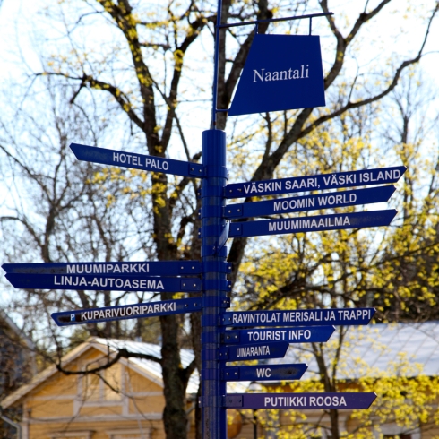 Sign points the way, Naantali, Finland